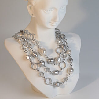 Touchstone South Seas Necklace Stimulated Pearl and Crystal Necklace
