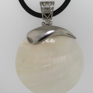White Shell Necklace With Black Cord