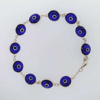 Sterling Silver Blue Evil Eye Bracelet