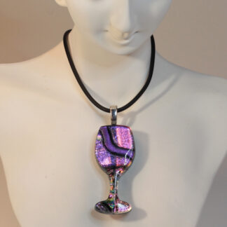 Dichroic Fused Wine Glass Charm Necklace