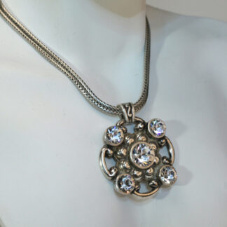 Brighton Swarovski Silver Crystal Pendant with double chain