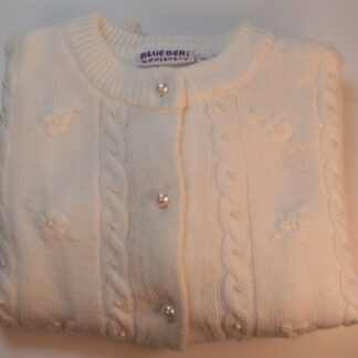 Children's Knit Sweater with Pearl Buttons Girl's White 6X Large