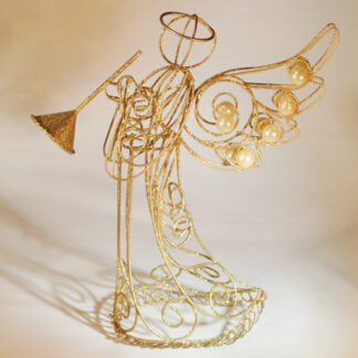 Gold Glitter Angel with Trumpet