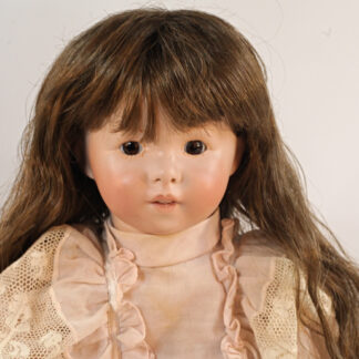Italian Porcelain Doll in a Ruffled Pink Dress