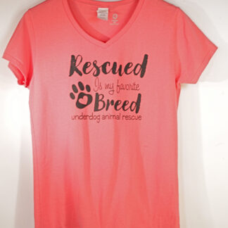 Rescued It's my favorite Breed Pink T Shirt Medium