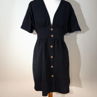 Shein Button Front With Deep Neck Line Black Dress Size 6