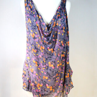 Free People Floral Grey Tank Top Size Small Petite