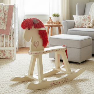 Hand painted decorative wooden rocking horse