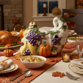 Fitz and Floyd Fall Harvest Cornucopia Ceramic Soup Tureen